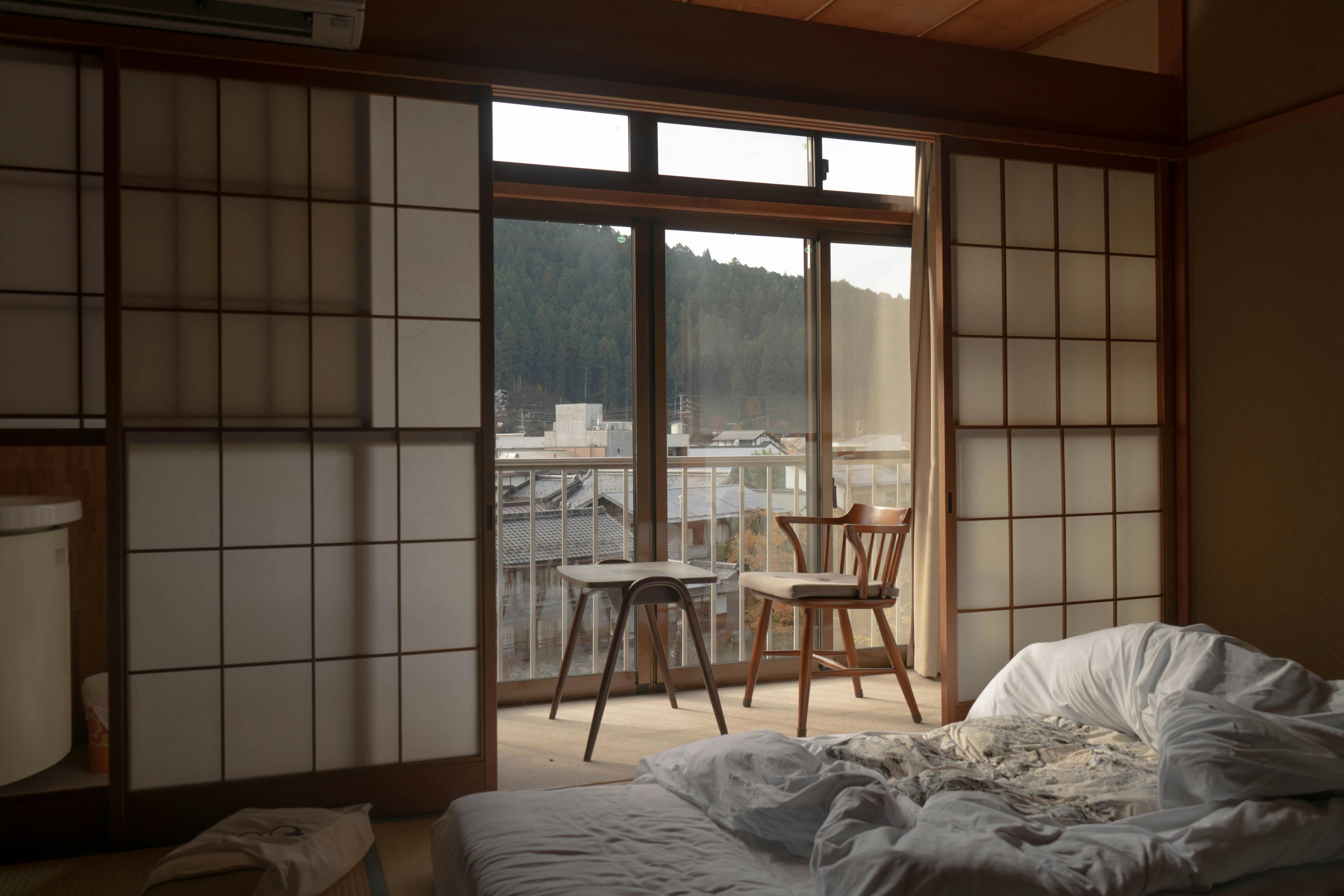 Japanese room with shoji screens and morning light